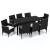 Set mobilier de grădină cu perne, 9 piese, negru, poliratan, 2 image