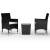 Set mobilier de bistro, 3 piese, negru, poliratan și sticlă, 2 image