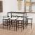 Set mobilier bar de grădină cu perne, 9 piese, negru, poliratan