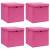 Cutii depozitare cu capace, 4 buc., roz, 32x32x32 cm, textil
