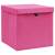 Cutii depozitare cu capace, 4 buc., roz, 32x32x32 cm, textil, 2 image