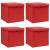 Cutii depozitare cu capace, 4 buc., roșu, 32x32x32 cm, textil