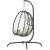 Scaun suspendat tip ou cu pernă, alb crem, poliratan și oțel, 5 image