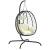 Scaun suspendat tip ou cu pernă, alb crem, poliratan și oțel, 2 image