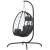 Scaun suspendat tip ou cu pernă, antracit, poliratan și oțel, 5 image