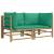 Canapele colțar de grădină, cu perne verzi, 2 buc., bambus, 3 image
