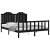 Cadru de pat cu tăblie, negru, king size, lemn masiv, 4 image