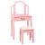 Masă toaletă cu taburet, roz, 65x36x128 cm, lemn paulownia, mdf