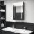Dulap de baie cu oglindă și led, negru strălucitor, 50x13x70 cm