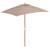 Umbrelă de soare, exterior, stâlp lemn, 150x200 cm, gri taupe