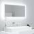 Oglindă de baie cu led, alb extralucios, 90x8,5x37 cm, pal