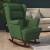 Balansoar cu picioare lemn masiv hevea, verde închis, catifea