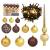 Set globuri crăciun cu vârf & 150 led-uri 61 piese auriu&bronz