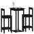 Set mobilier de bar, 3 piese, negru, lemn masiv de pin, 4 image