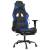 Scaun de gaming cu suport picioare, negru/albastru, piele eco, 8 image