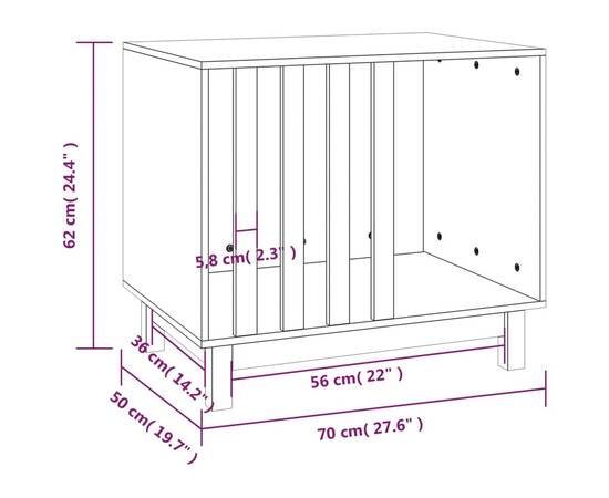 Casă pentru câini, 70x50x62 cm, lemn masiv de pin, 8 image