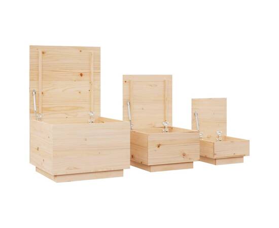 Cutii de depozitare cu capace, 3 buc., lemn masiv de pin, 6 image
