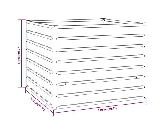Jardinieră de grădină, gri, 100x100x77 cm, oțel corten, 6 image