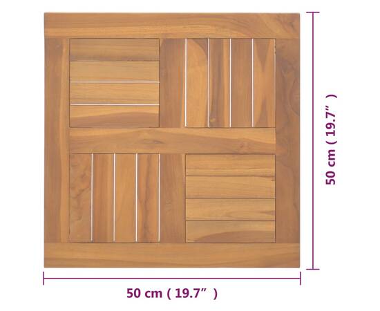 Blat de masă, 50x50x2,5 cm, lemn masiv de tec, pătrat, 6 image