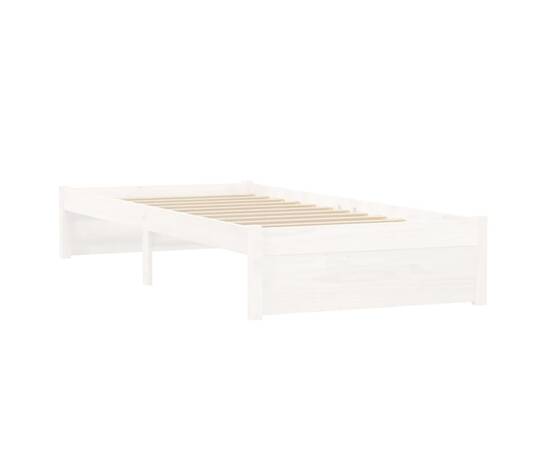 Cadru de pat small single 2ft6, alb, 75x190 cm, lemn masiv, 4 image