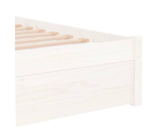 Cadru de pat small single 2ft6, alb, 75x190 cm, lemn masiv, 7 image
