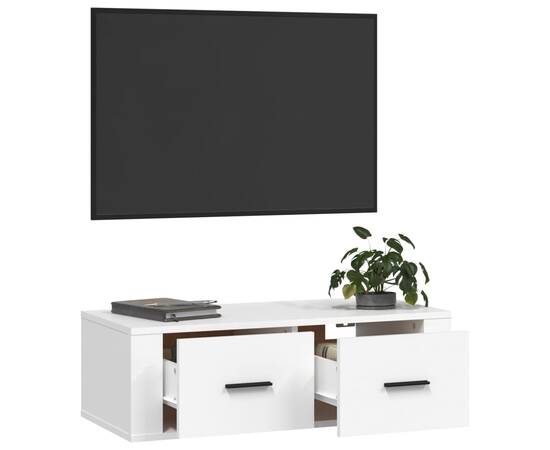 Dulap tv suspendat, alb, 80x36x25 cm, lemn compozit, 5 image