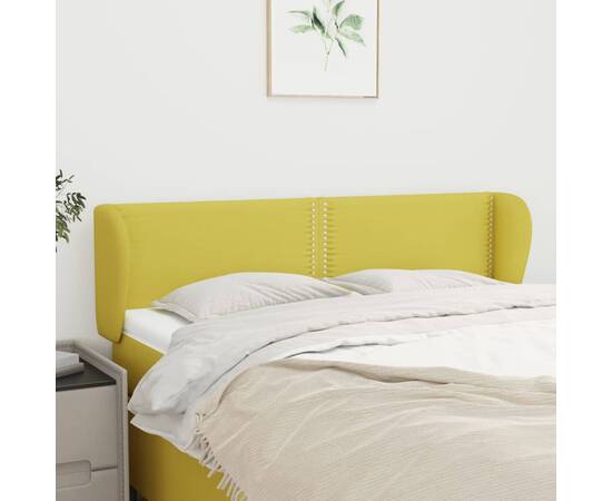 Tăblie de pat cu aripioare, verde, 147x23x78/88 cm textil