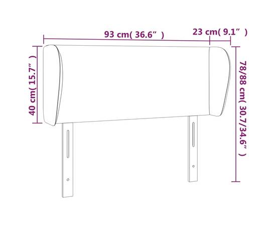 Tăblie de pat cu aripioare alb 93x23x78/88 cm piele ecologică, 9 image