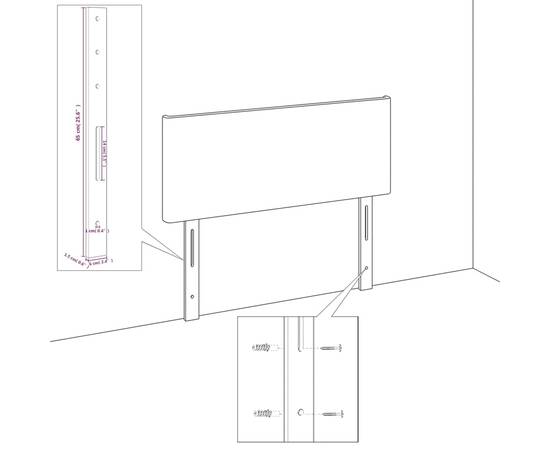 Tăblie de pat cu aripioare alb 93x23x78/88 cm piele ecologică, 6 image