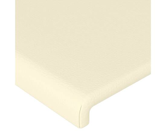 Tăblie de pat cu aripioare crem 93x23x78/88 cm piele ecologică, 5 image