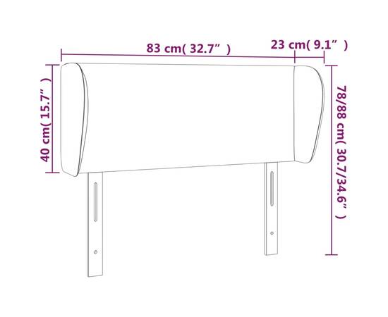 Tăblie de pat cu aripioare gri deschis 83x23x78/88 cm catifea, 9 image