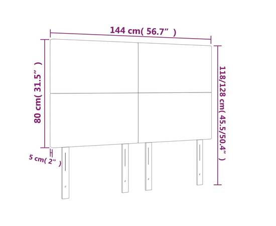 Tăblii de pat, 4 buc, crem, 72x5x78/88 cm, textil, 8 image