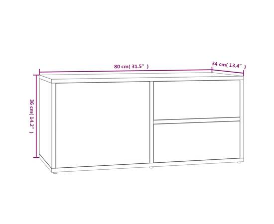 Comodă tv, stejar fumuriu, 80x34x36 cm, lemn prelucrat, 11 image