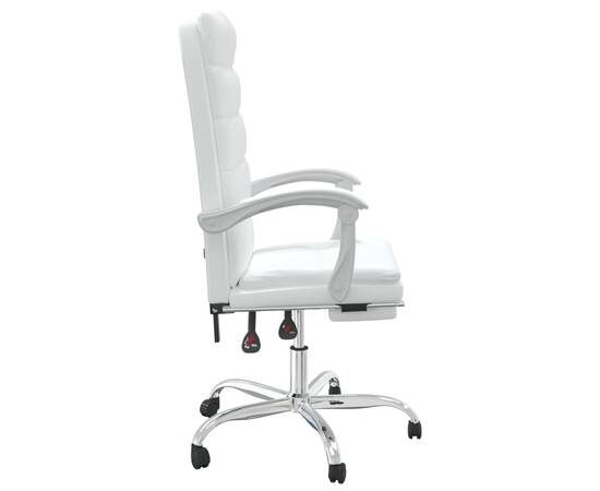 Fotoliu de birou rabatabil, alb, piele ecologică, 4 image