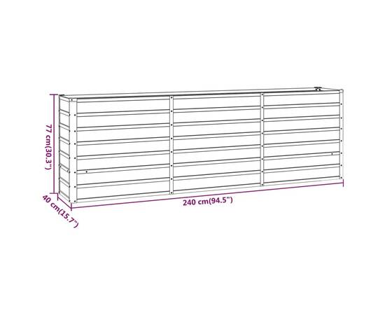 Jardinieră de grădină, gri, 240x40x77 cm, oțel corten, 7 image