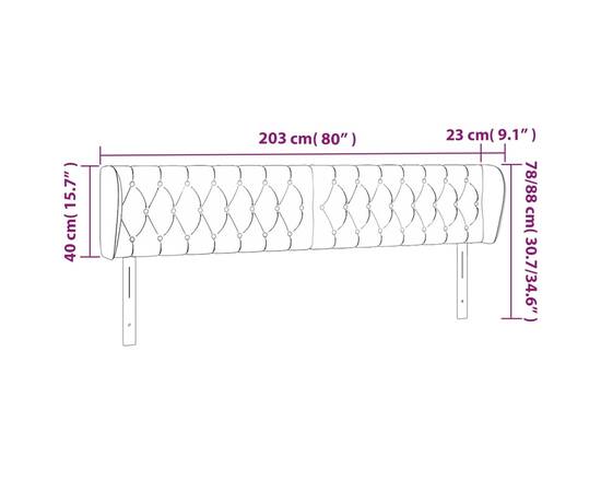 Tăblie de pat cu aripioare gri deschis 203x23x78/88 cm catifea, 9 image