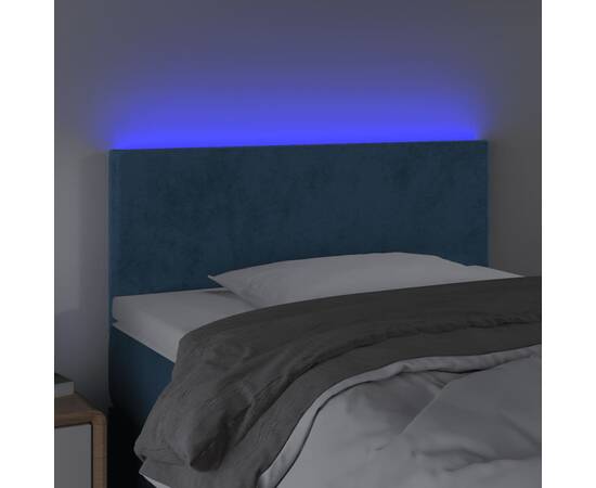 Tăblie de pat cu led, albastru închis, 80x5x78/88 cm, catifea, 3 image