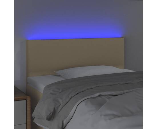 Tăblie de pat cu led, crem, 80x5x78/88 cm, textil, 3 image