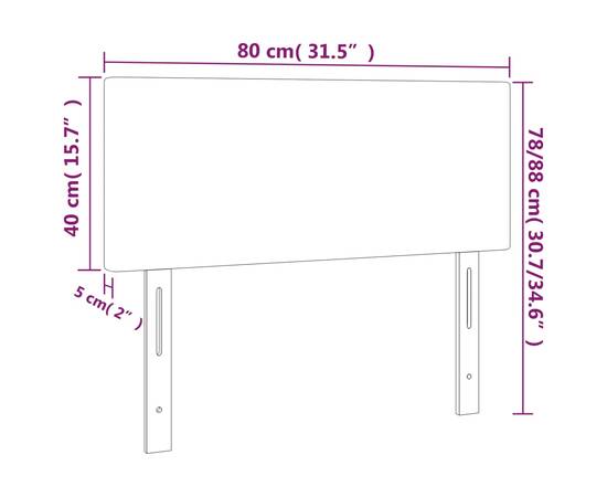 Tăblie de pat cu led, gri închis, 80x5x78/88 cm, textil, 6 image