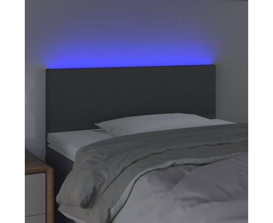 Tăblie de pat cu led, gri închis, 80x5x78/88 cm, textil, 3 image