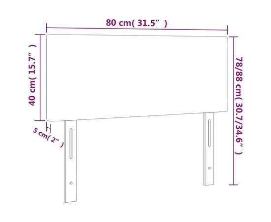 Tăblie de pat cu led, gri deschis, 80x5x78/88 cm, textil, 6 image