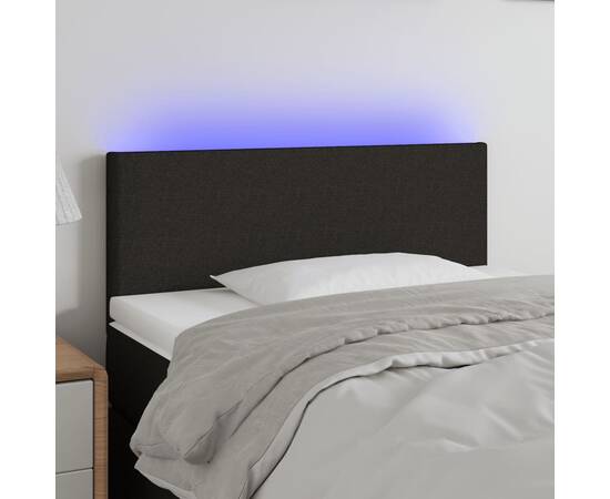 Tăblie de pat cu led, negru, 80x5x78/88 cm, textil