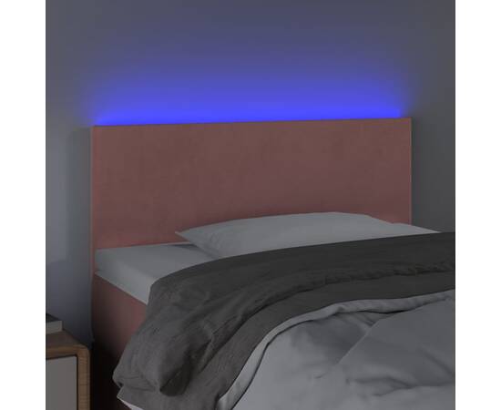 Tăblie de pat cu led, roz, 80x5x78/88 cm, catifea, 3 image