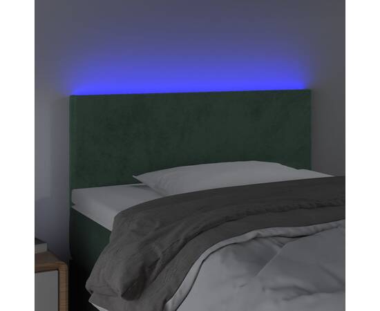 Tăblie de pat cu led, verde închis, 80x5x78/88 cm, catifea, 3 image