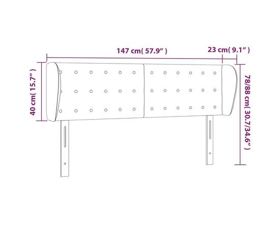 Tăblie pat cu aripioare cappuccino 147x23x78/88cm piele eco, 9 image