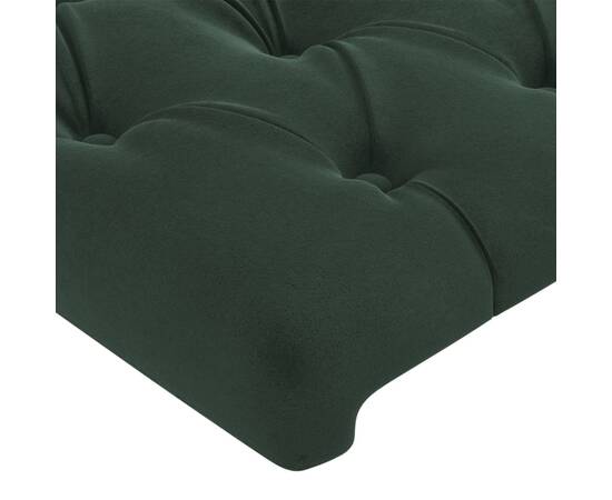 Tăblie pat cu aripioare verde închis 93x16x118/128 cm catifea, 5 image