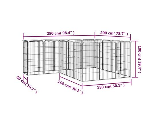 Țarc câini 18 panouri negru 50x100 cm oțel vopsit electrostatic, 6 image