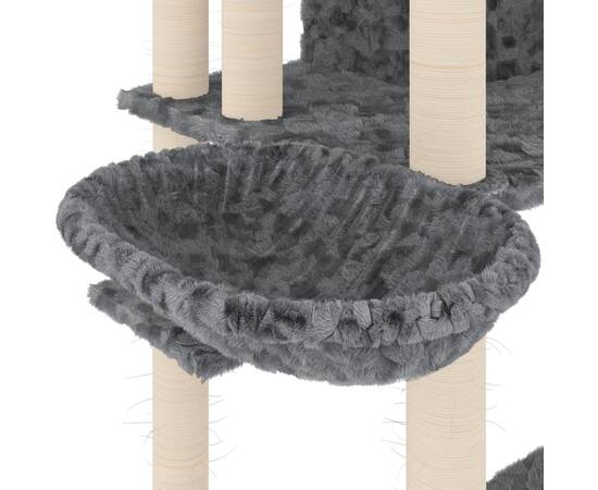 Ansamblu pisici, stâlpi din funie sisal, gri închis, 191 cm, 6 image