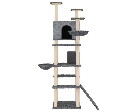 Ansamblu pisici, stâlpi din funie sisal, gri închis, 191 cm, 3 image
