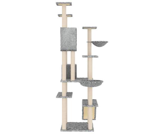 Ansamblu pisici, stâlpi din funie sisal, gri deschis, 191 cm, 4 image